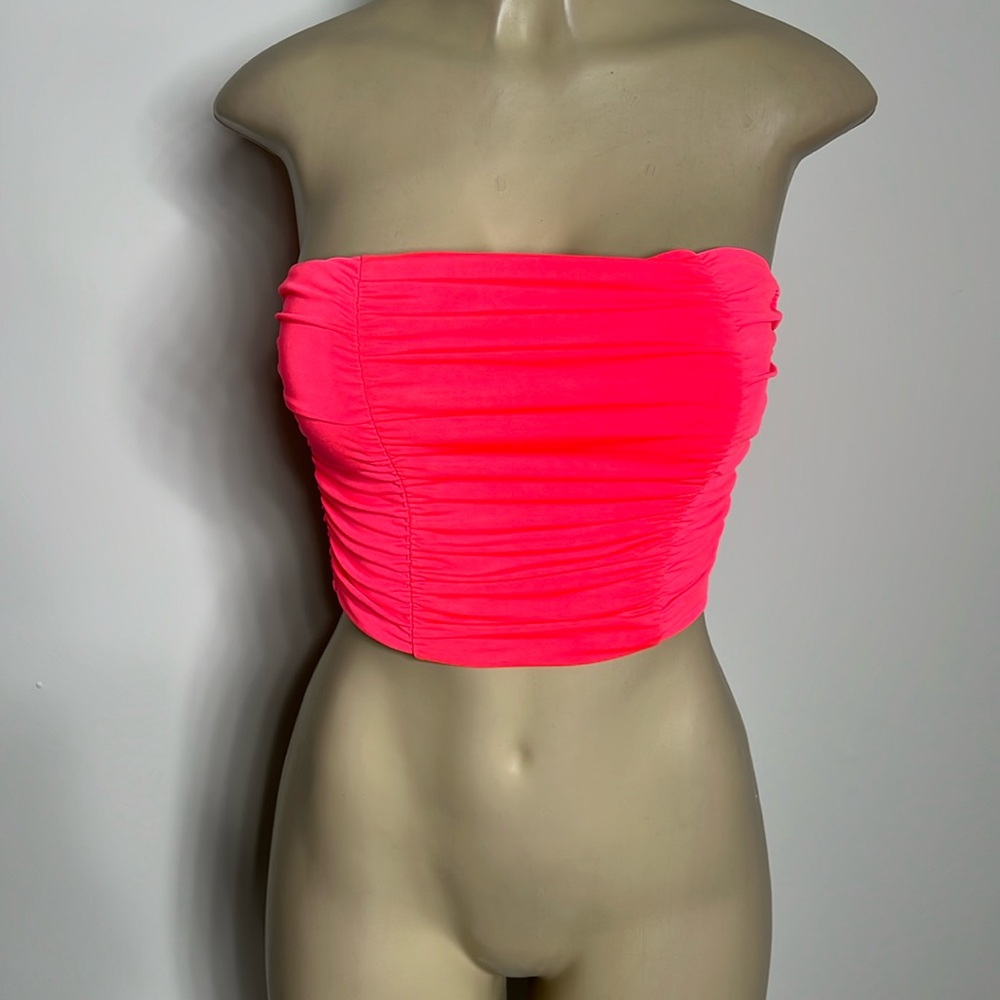 Mocking Jay orange small ruched cropped top